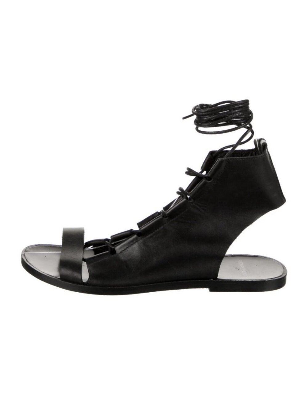 PIERRE HARDY Black Leather Flat Gladiator Sandals Shoes Women Sz 40 US 9.5-10